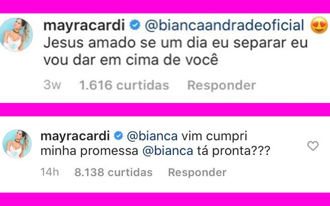 Mayra Cardi e Bianca Andrade flertam no Instagram