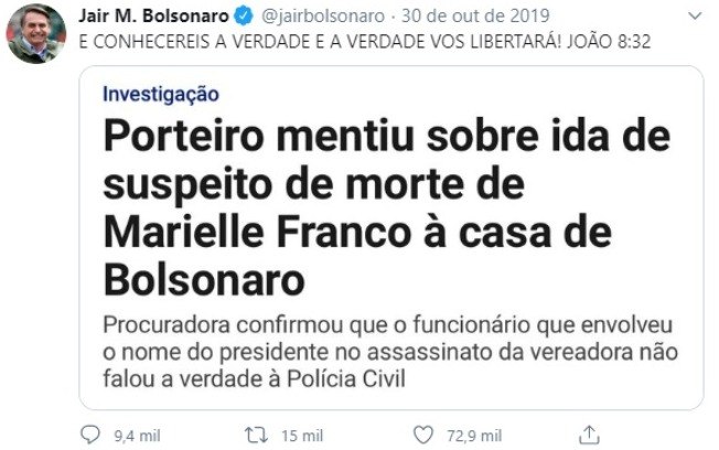 Tweet do Bolsonaro