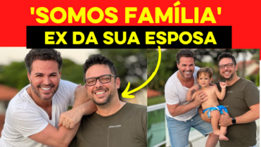 Eduardo Costa Posa com ex-marido de sua esposa e choca web ‘Somos família’
