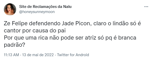 Zé Felipe sai em defesa de Jade Picon "Deixa a menina fazer novela"