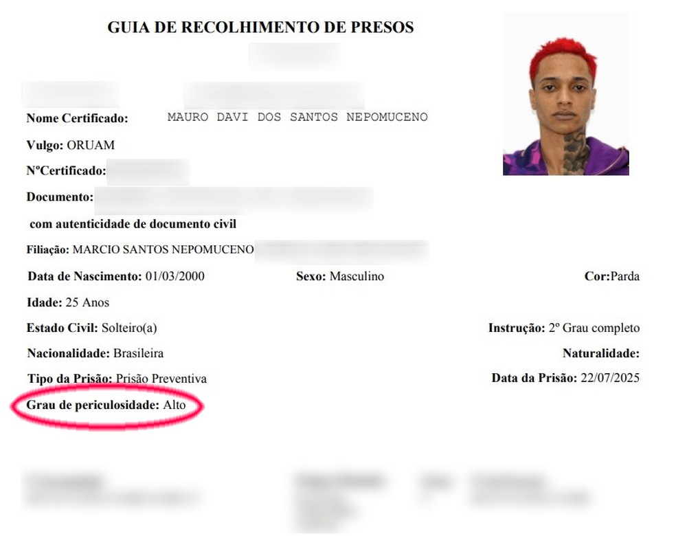Oruam é classificado como preso de alta periculosidade ao entrar em Bangu