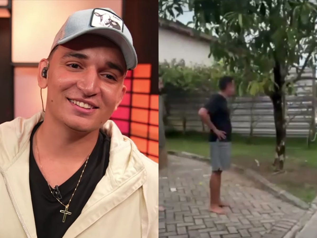 João Gomes e frame do vídeo da entrega do carro ao funcionário